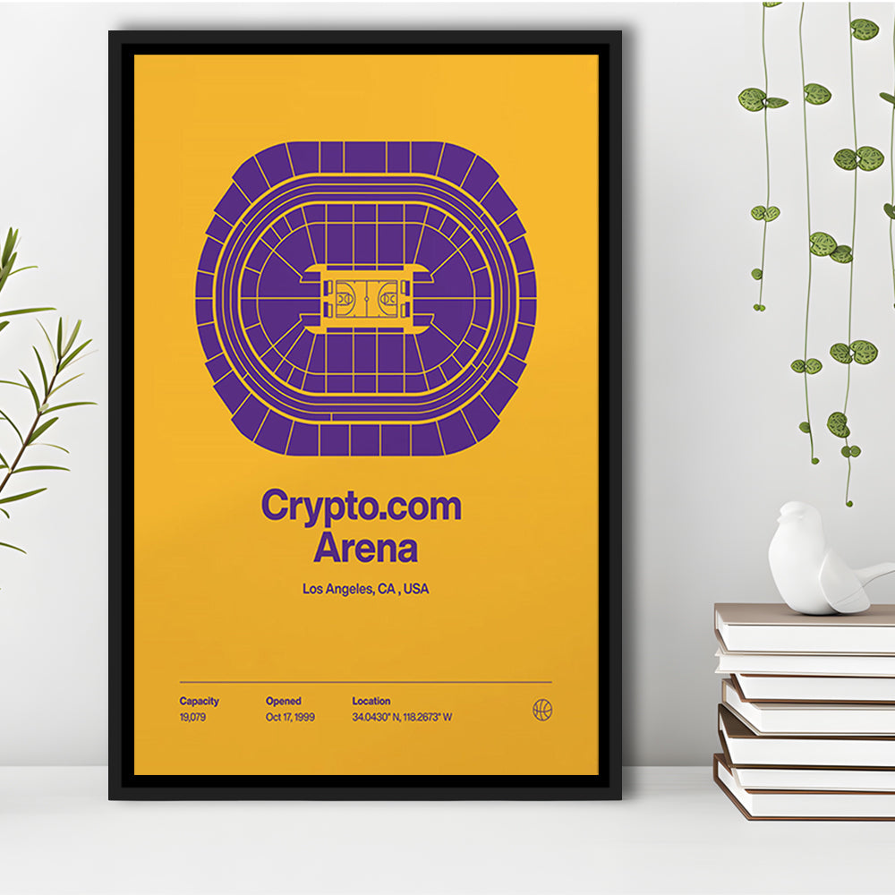 LA Lakers Stadium Print, Los Angeles Crypto.com Arena Stadium Print, Man Cave Gift, Floating Framed Canvas Print Wall Art