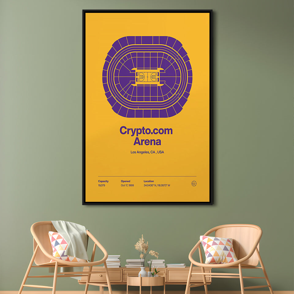 LA Lakers Stadium Print, Los Angeles Crypto.com Arena Stadium Print, Man Cave Gift, Floating Framed Canvas Print Wall Art