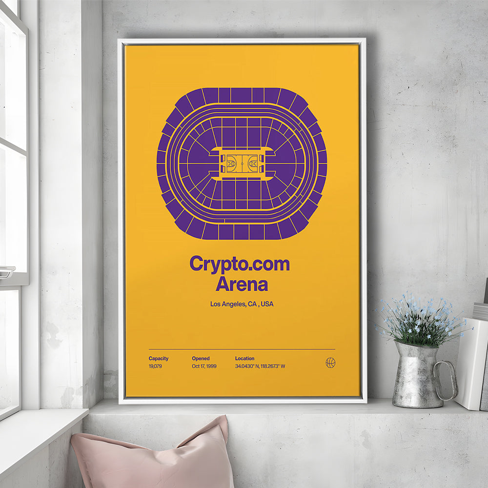 LA Lakers Stadium Print, Los Angeles Crypto.com Arena Stadium Print, Man Cave Gift, Floating Framed Canvas Print Wall Art