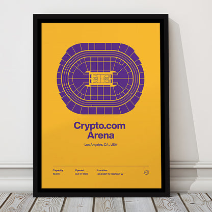 LA Lakers Stadium Print, Los Angeles Crypto.com Arena Stadium Print, Man Cave Gift, Floating Framed Canvas Print Wall Art