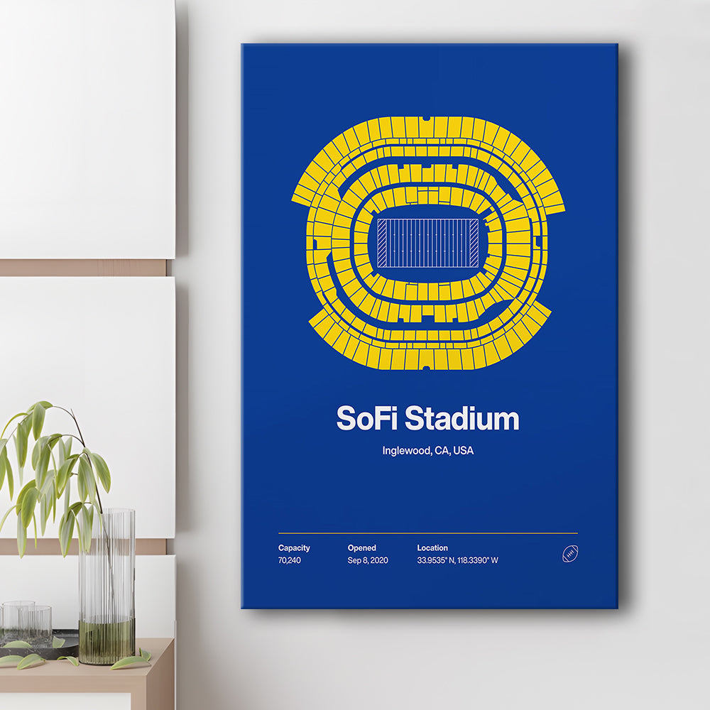 LA Rams Stadium Print, Los Angeles SoFi Stadium Print, Fan Gifts, Sport Art, Canvas Print Wall Art