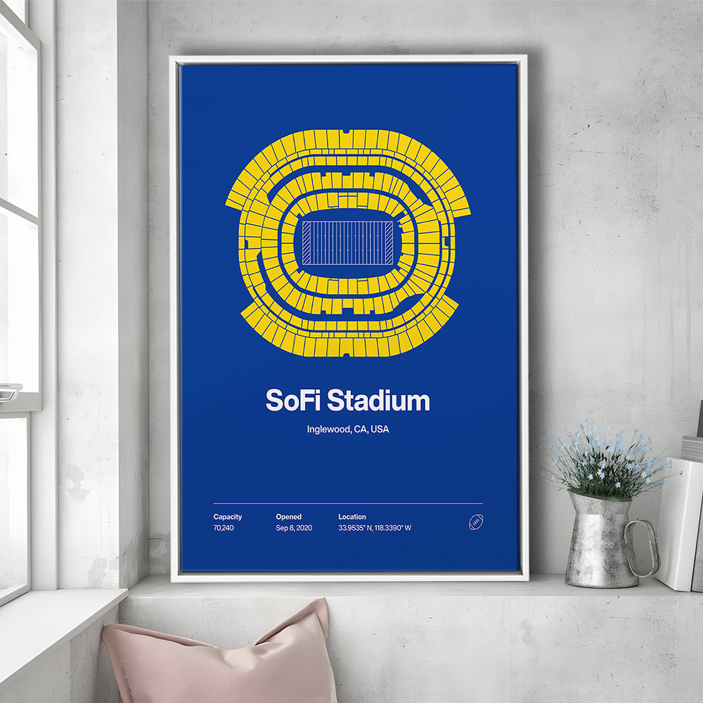 LA Rams Stadium Print, Los Angeles SoFi Stadium Print, Man Cave Gift, Floating Framed Canvas Print Wall Art
