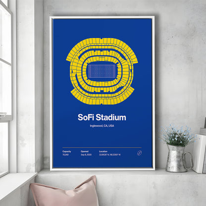 LA Rams Stadium Print, Los Angeles SoFi Stadium Print, Man Cave Gift, Floating Framed Canvas Print Wall Art