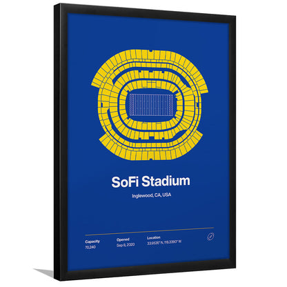 LA Rams Stadium Print, Los Angeles SoFi Stadium Print, Gifts for him, Sport Art, Framed Art Print Wall Decor