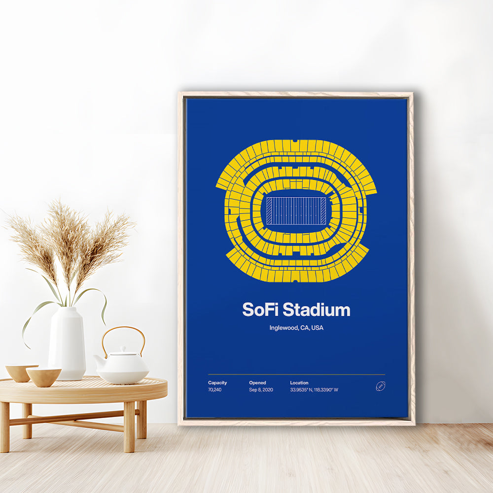 LA Rams Stadium Print, Los Angeles SoFi Stadium Print, Man Cave Gift, Floating Framed Canvas Print Wall Art
