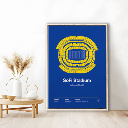 LA Rams Stadium Print, Los Angeles SoFi Stadium Print, Man Cave Gift, Floating Framed Canvas Print Wall Art