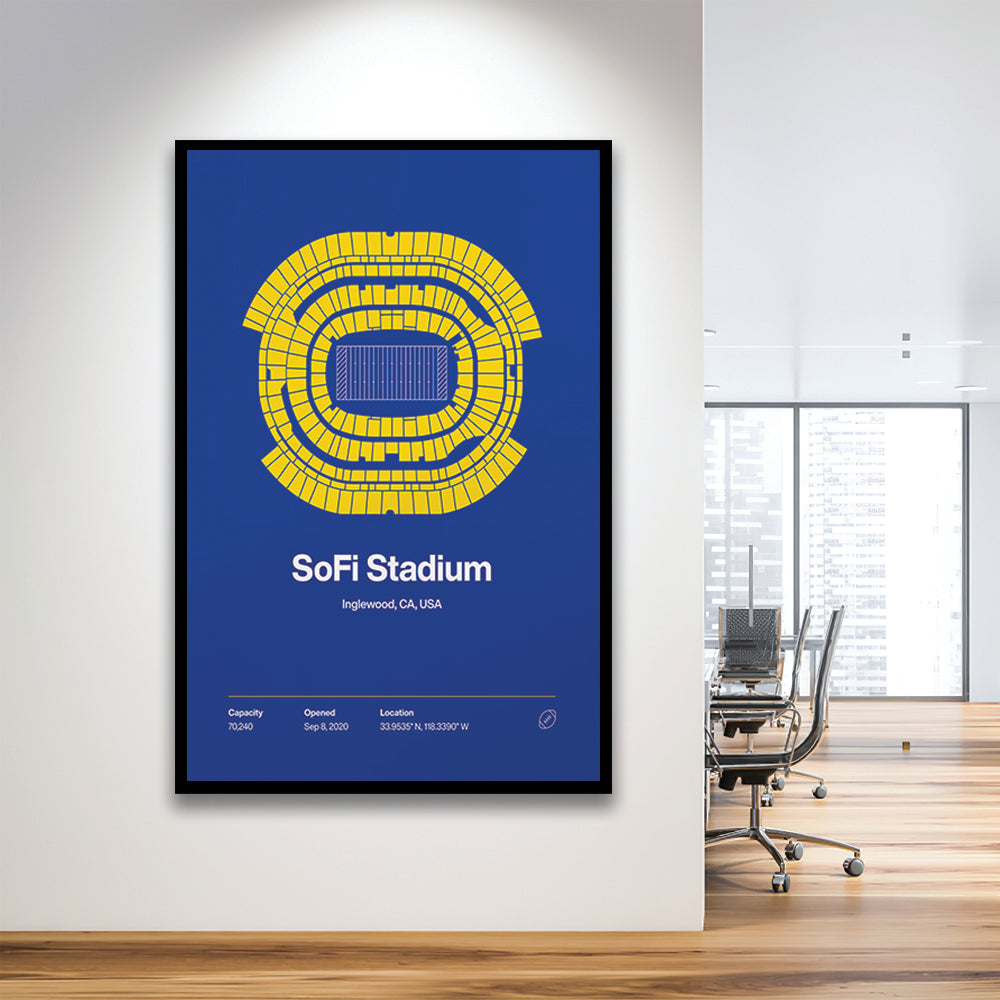 LA Rams Stadium Print, Los Angeles SoFi Stadium Print, Gifts for him, Sport Art, Framed Art Print Wall Decor