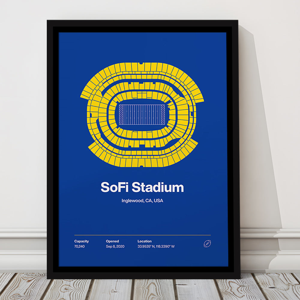 LA Rams Stadium Print, Los Angeles SoFi Stadium Print, Man Cave Gift, Floating Framed Canvas Print Wall Art