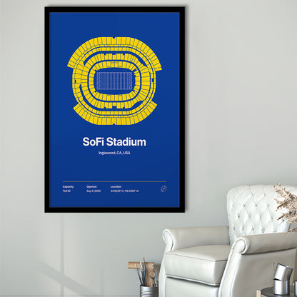 LA Rams Stadium Print, Los Angeles SoFi Stadium Print, Gifts for him, Sport Art, Framed Art Print Wall Decor