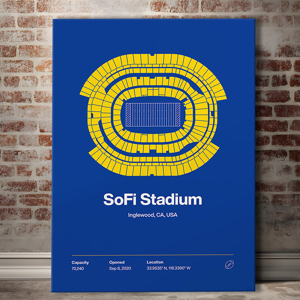 LA Rams Stadium Print, Los Angeles SoFi Stadium Print, Fan Gifts, Sport Art, Canvas Print Wall Art