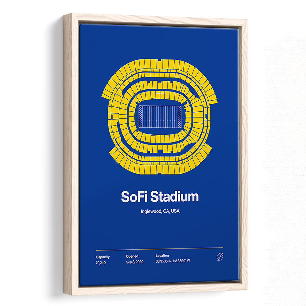 LA Rams Stadium Print, Los Angeles SoFi Stadium Print, Man Cave Gift, Floating Framed Canvas Print Wall Art