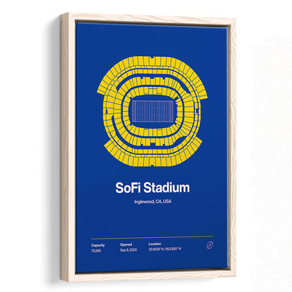 LA Rams Stadium Print, Los Angeles SoFi Stadium Print, Man Cave Gift, Floating Framed Canvas Print Wall Art