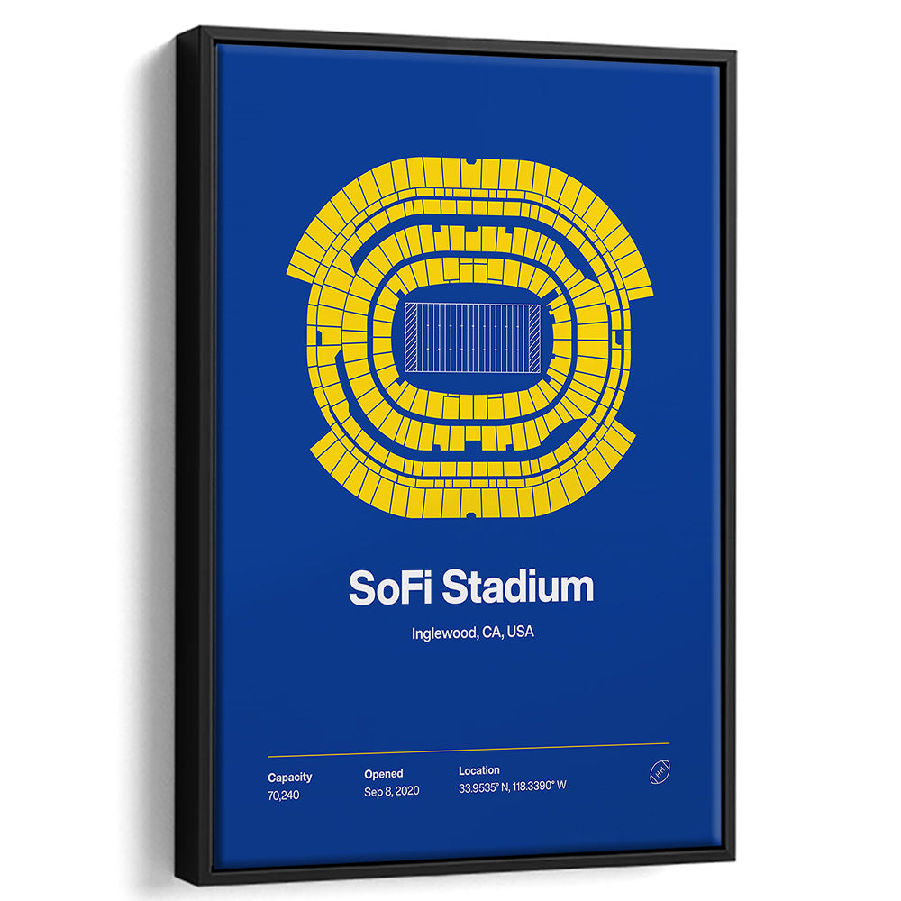 LA Rams Stadium Print, Los Angeles SoFi Stadium Print, Man Cave Gift, Floating Framed Canvas Print Wall Art