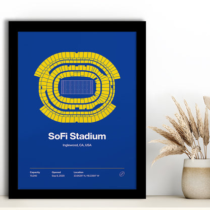 LA Rams Stadium Print, Los Angeles SoFi Stadium Print, Gifts for him, Sport Art, Framed Art Print Wall Decor