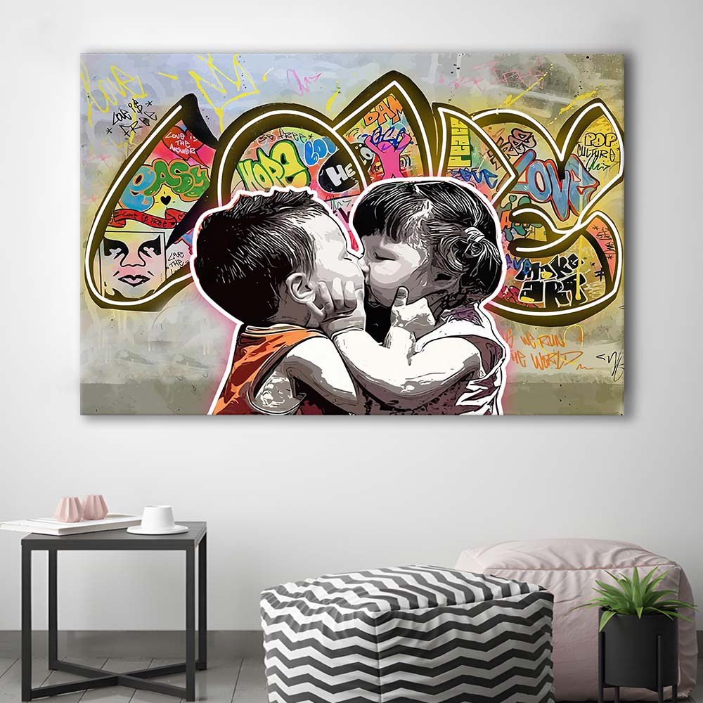 Love Art Print, Canvas Print Wall Art, Wall Decor, Neon Effect Art