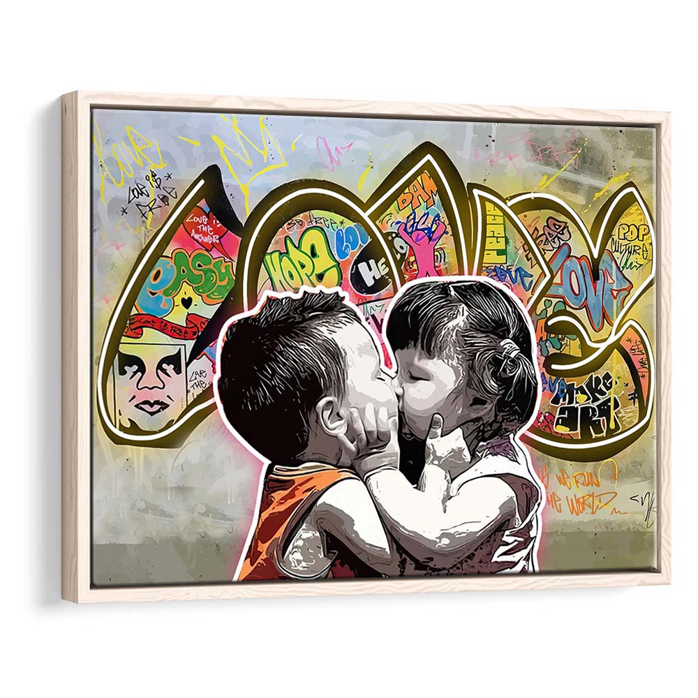 Love Art Print, Framed Canvas Print Wall Art Decor, Floating Frame, Neon Effect Art