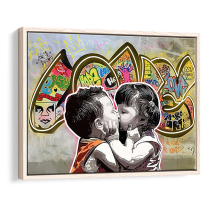 Love Art Print, Framed Canvas Print Wall Art Decor, Floating Frame, Neon Effect Art
