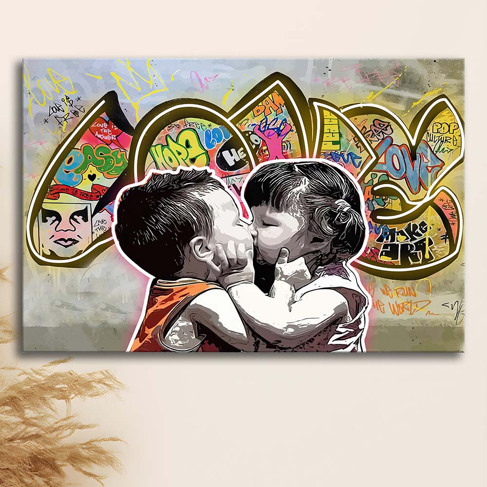 Love Art Print, Canvas Print Wall Art, Wall Decor, Neon Effect Art