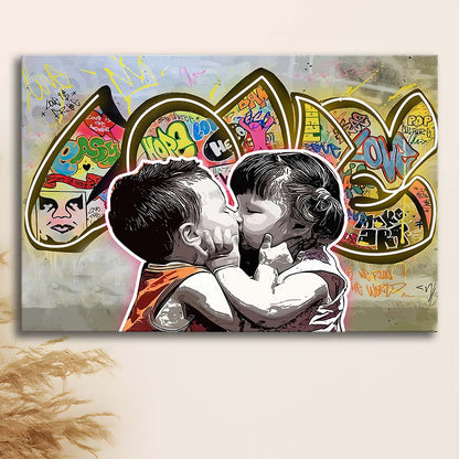 Love Art Print, Canvas Print Wall Art, Wall Decor, Neon Effect Art