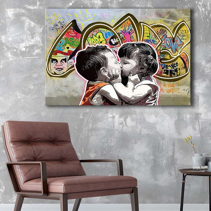 Love Art Print, Canvas Print Wall Art, Wall Decor, Neon Effect Art