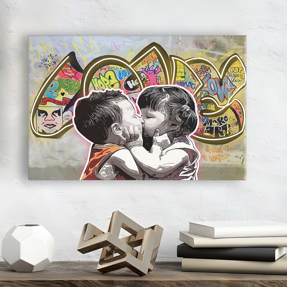 Love Art Print, Canvas Print Wall Art, Wall Decor, Neon Effect Art