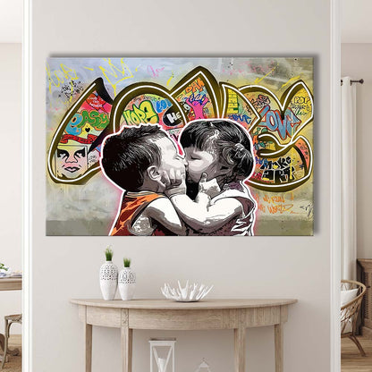 Love Art Print, Canvas Print Wall Art, Wall Decor, Neon Effect Art