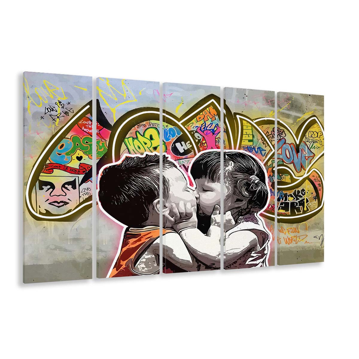 Love Art Print, Extra Large 5 Panels Multi Canvas Print Wall Art, Home Decor