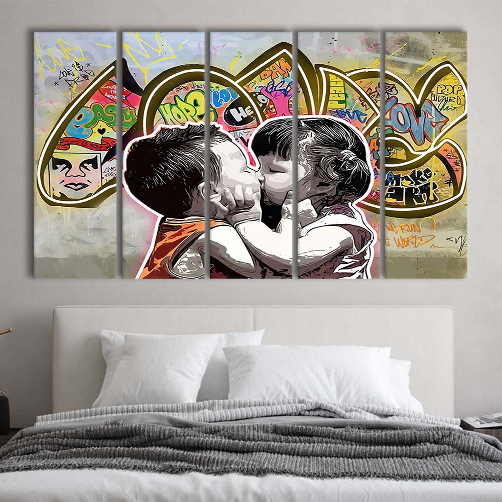 Love Art Print, Extra Large 5 Panels Multi Canvas Print Wall Art, Home Decor