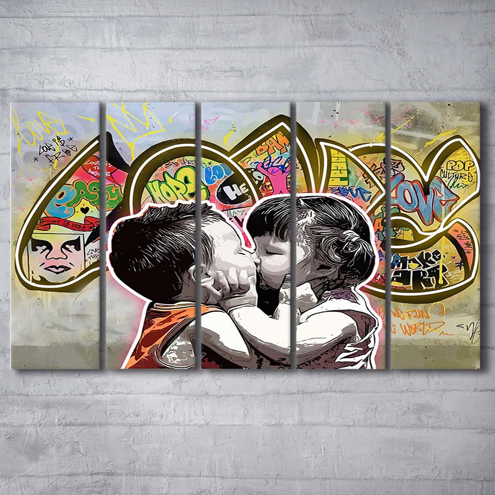Love Art Print, Extra Large 5 Panels Multi Canvas Print Wall Art, Home Decor