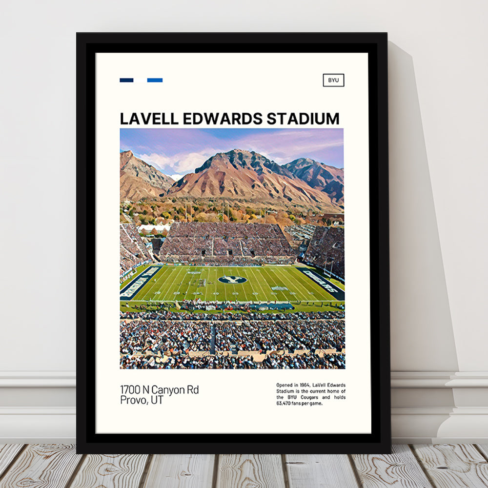 LaVell Edwards Stadium Print, BYU Cougars Stadium Canvas Art, Man Cave Gift, Floating Framed Canvas Print Wall Art