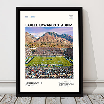 LaVell Edwards Stadium Print, BYU Cougars Stadium Canvas Art, Man Cave Gift, Floating Framed Canvas Print Wall Art
