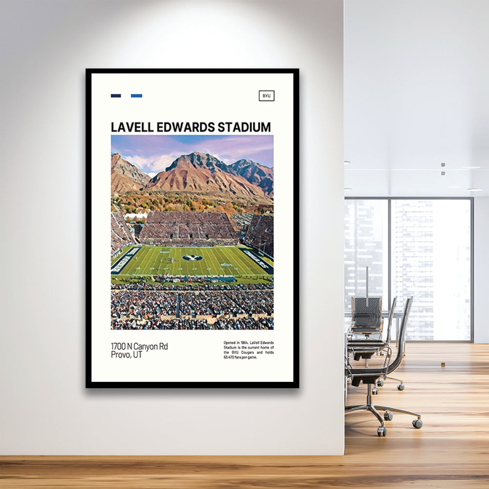 LaVell Edwards Stadium Print, BYU Cougars Stadium Art, Gifts for him, Sport Art, Framed Art Print Wall Decor