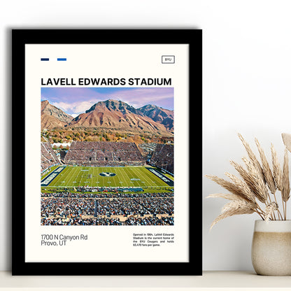 LaVell Edwards Stadium Print, BYU Cougars Stadium Art, Gifts for him, Sport Art, Framed Art Print Wall Decor
