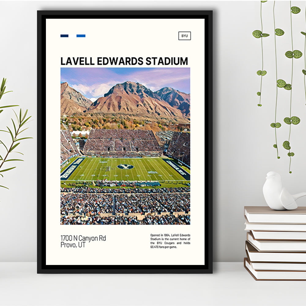 LaVell Edwards Stadium Print, BYU Cougars Stadium Canvas Art, Man Cave Gift, Floating Framed Canvas Print Wall Art