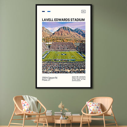 LaVell Edwards Stadium Print, BYU Cougars Stadium Canvas Art, Man Cave Gift, Floating Framed Canvas Print Wall Art