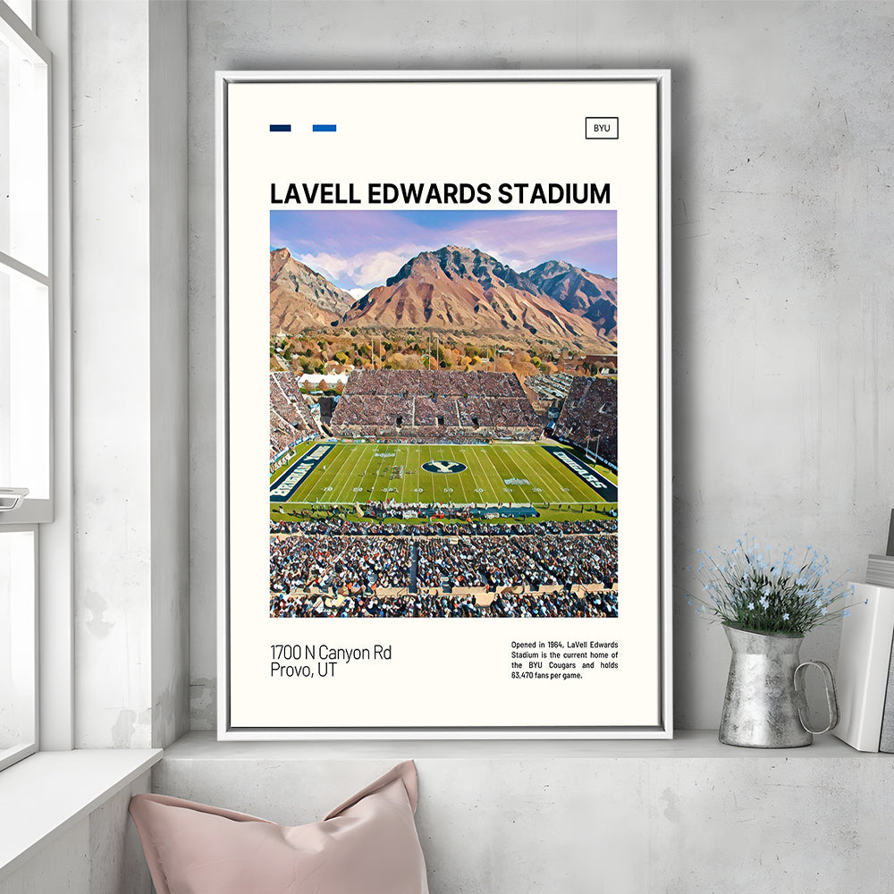 LaVell Edwards Stadium Print, BYU Cougars Stadium Canvas Art, Man Cave Gift, Floating Framed Canvas Print Wall Art