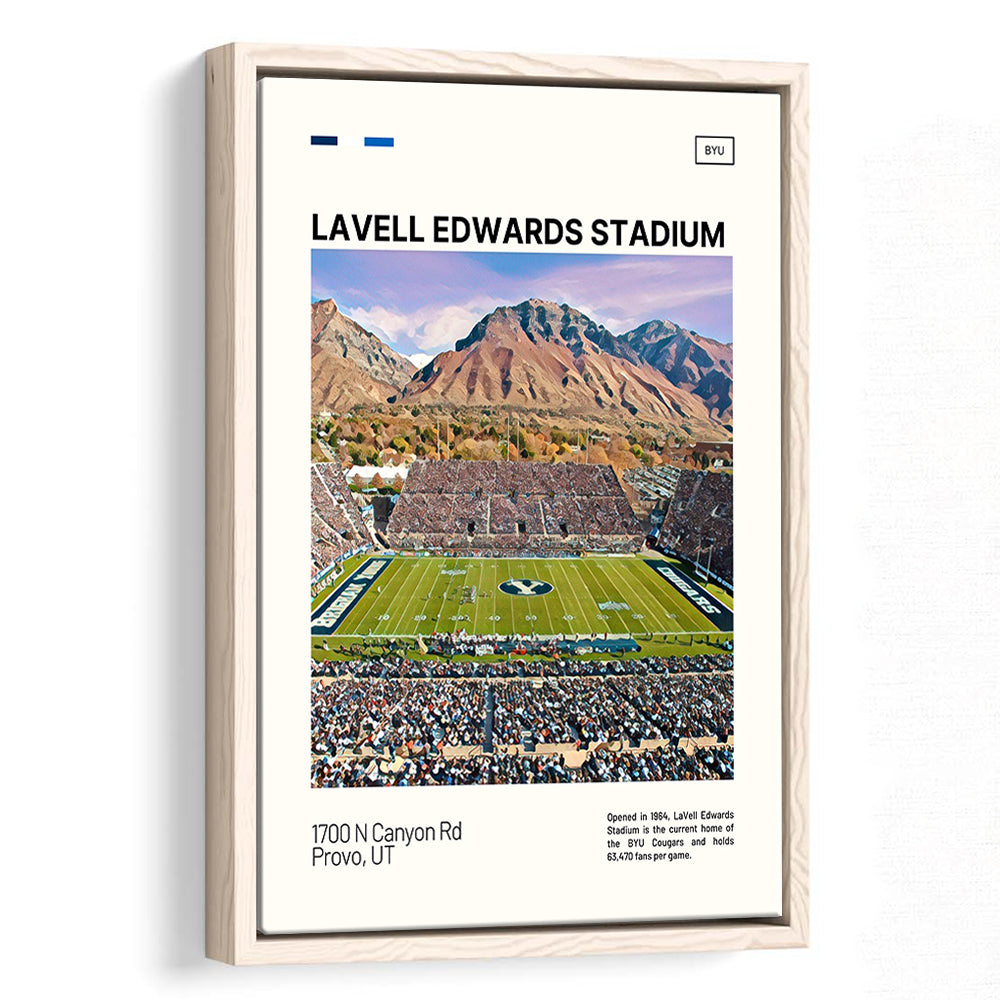 LaVell Edwards Stadium Print, BYU Cougars Stadium Canvas Art, Man Cave Gift, Floating Framed Canvas Print Wall Art