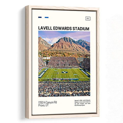 LaVell Edwards Stadium Print, BYU Cougars Stadium Canvas Art, Man Cave Gift, Floating Framed Canvas Print Wall Art