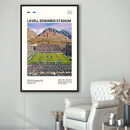 LaVell Edwards Stadium Print, BYU Cougars Stadium Canvas Art, Man Cave Gift, Floating Framed Canvas Print Wall Art