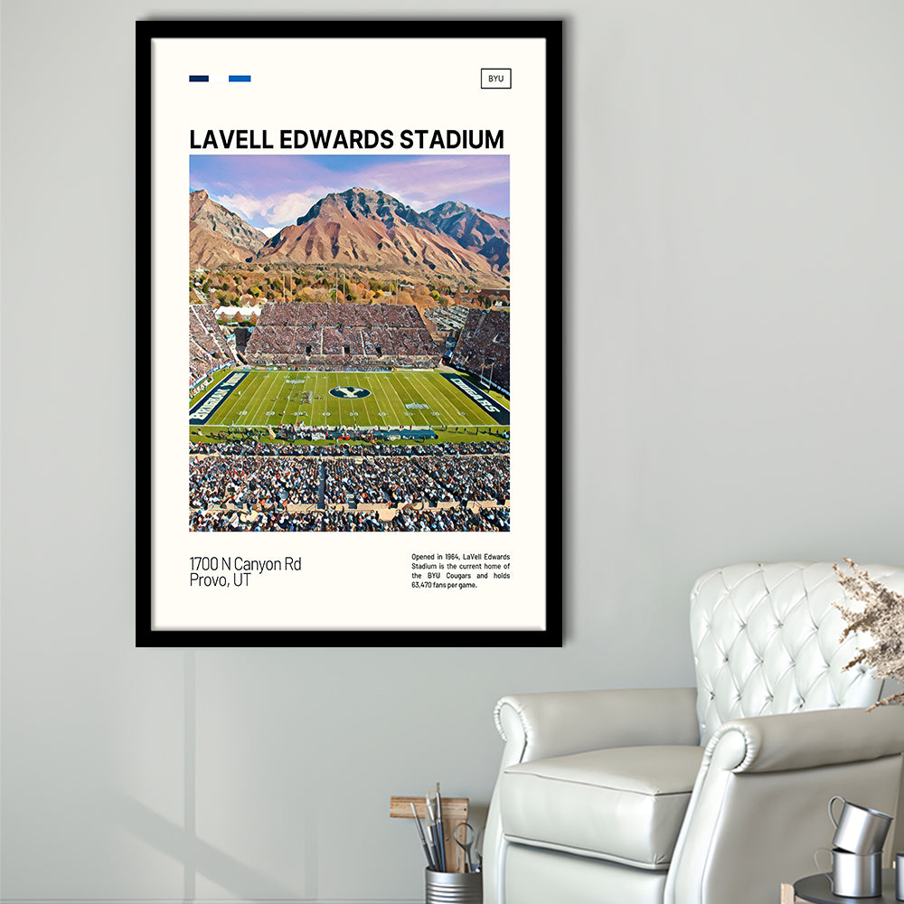 LaVell Edwards Stadium Print, BYU Cougars Stadium Art, Gifts for him, Sport Art, Framed Art Print Wall Decor