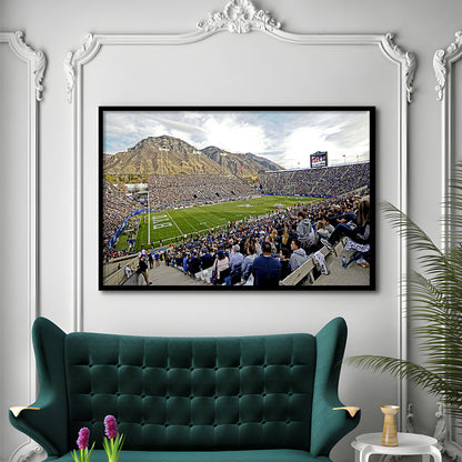 LaVell Edwards Stadium, Stadium Canvas, Sport Art, Gift for him, Framed Art Print Wall Decor, Picture Framed
