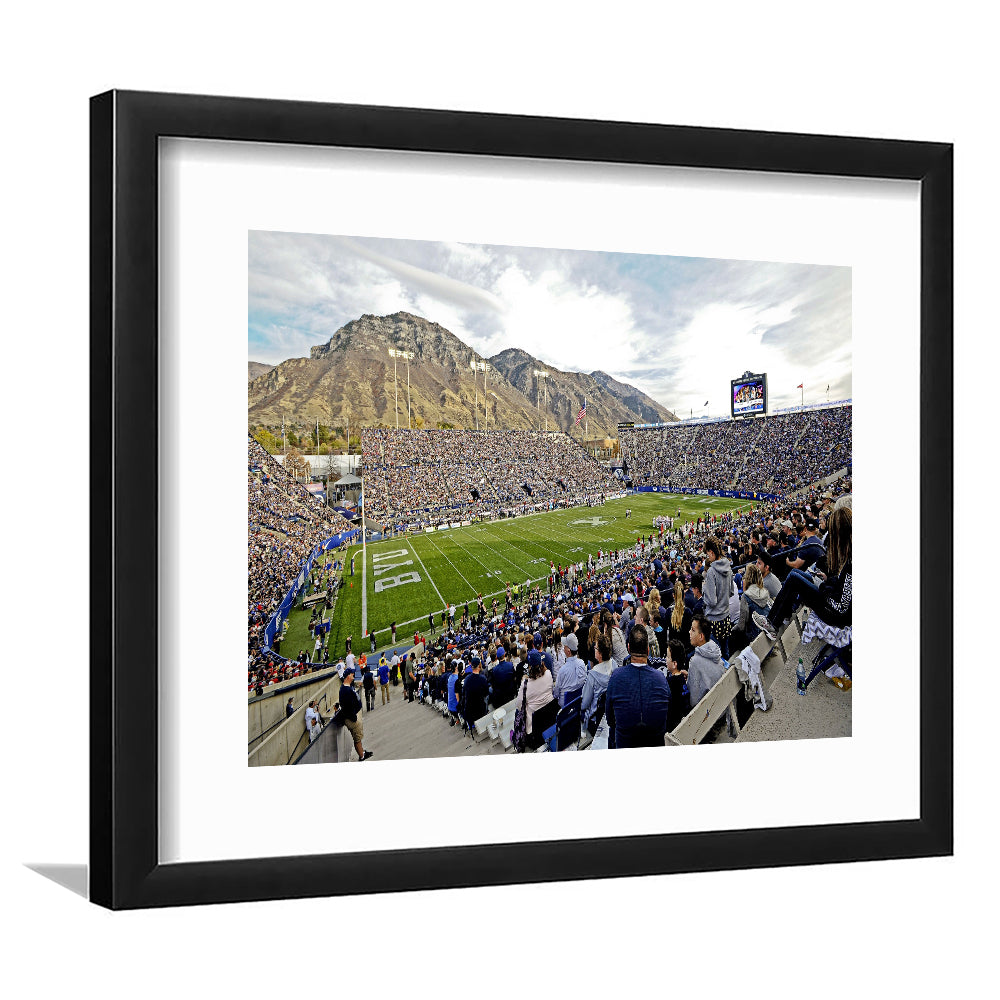 LaVell Edwards Stadium, Stadium Canvas, Sport Art, Gift for him, White Border Framed Art Print Wall Decor