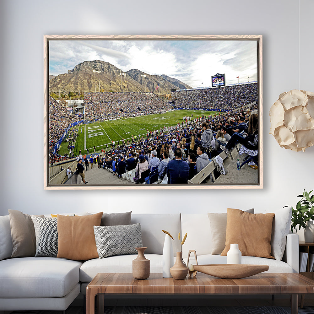 LaVell Edwards Stadium, Stadium Canvas, Sport Art, Framed Canvas Print Wall Art, Floating Frame