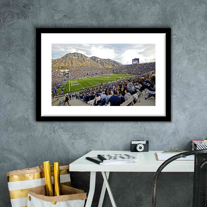 LaVell Edwards Stadium, Stadium Canvas, Sport Art, Gift for him, White Border Framed Art Print Wall Decor