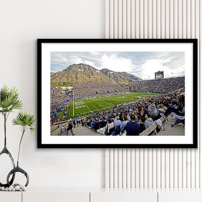 LaVell Edwards Stadium, Stadium Canvas, Sport Art, Gift for him, White Border Framed Art Print Wall Decor