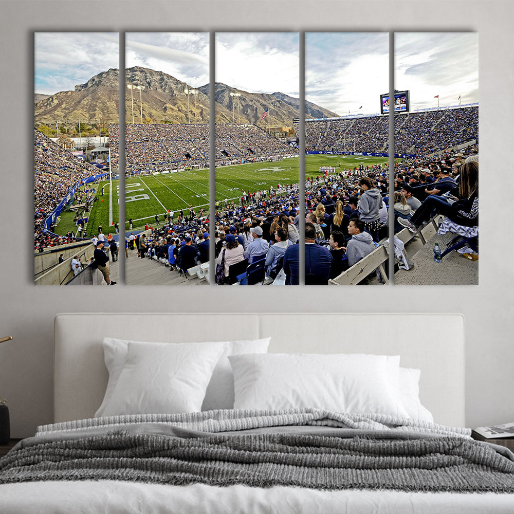 LaVell Edwards Stadium, Stadium Canvas, Sport Art, 5 Panel B, Extra Large Canvas, Canvas Print Wall Art
