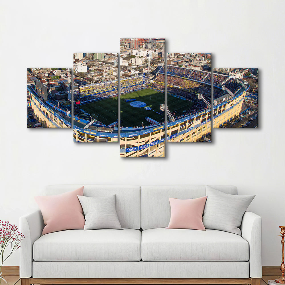 La Boca Stadium Aerial View, Stadium Canvas, Sport Art, Gift for him, 5 Panel, Large Canvas, Canvas Print Wall Art
