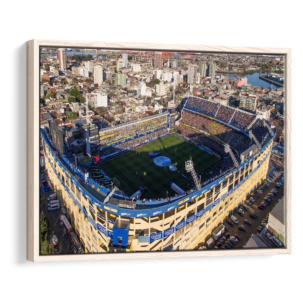 La Boca Stadium Aerial View, Stadium Canvas, Sport Art, Framed Canvas Print Wall Art, Floating Frame