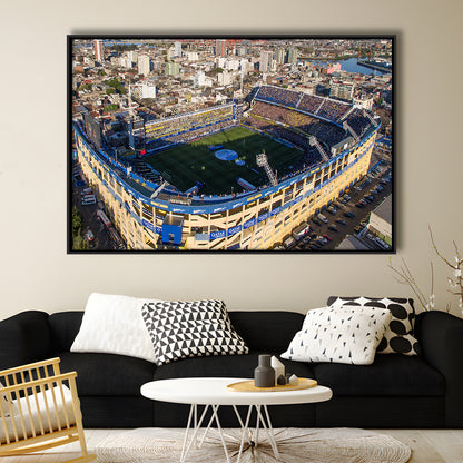 La Boca Stadium Aerial View, Stadium Canvas, Sport Art, Framed Canvas Print Wall Art, Floating Frame