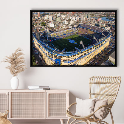 La Boca Stadium Aerial View, Stadium Canvas, Sport Art, Framed Canvas Print Wall Art, Floating Frame